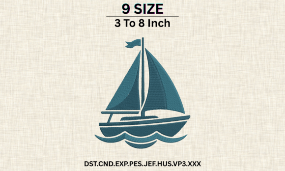 Sailboat Nautical Embroidery DST PES