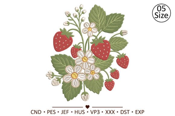 Strawberry Blossom Machine Embroidery