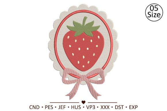 Strawberry Bow Machine Embroidery