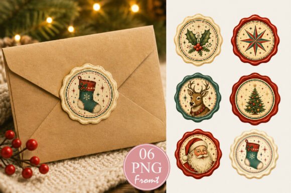 Vintage Christmas Wax Seal PNG