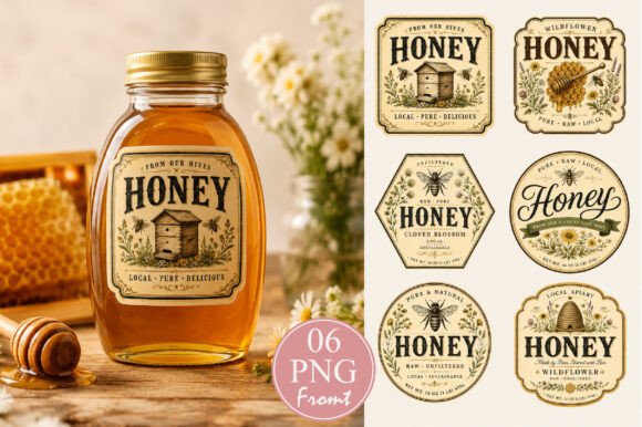 Vintage Honey Jar Label PNG