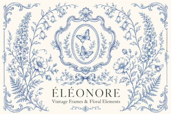 Vintage Toile De Jouy Ornamental Frames