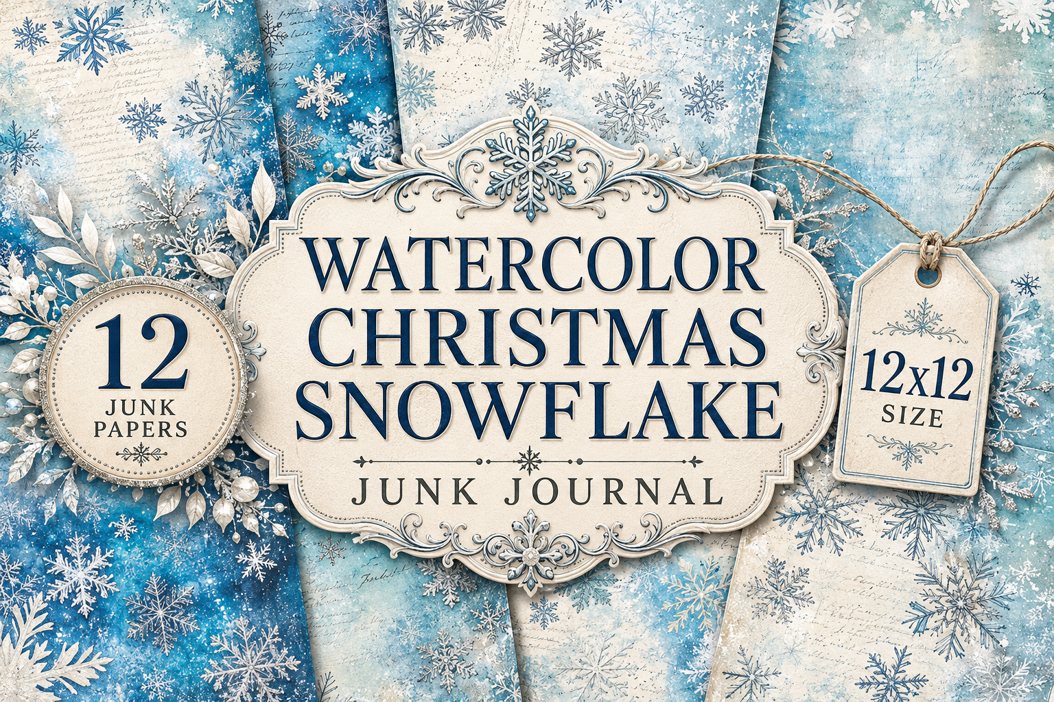 Watercolor Christmas Snowflake