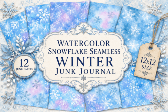 Watercolor Snowflake Seamless Winter