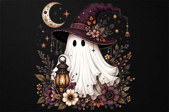 Witch Hat Ghost Halloween PNG