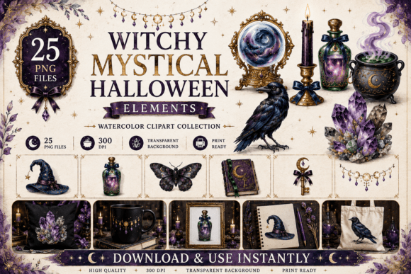 Witchy Mystical Halloween Elements