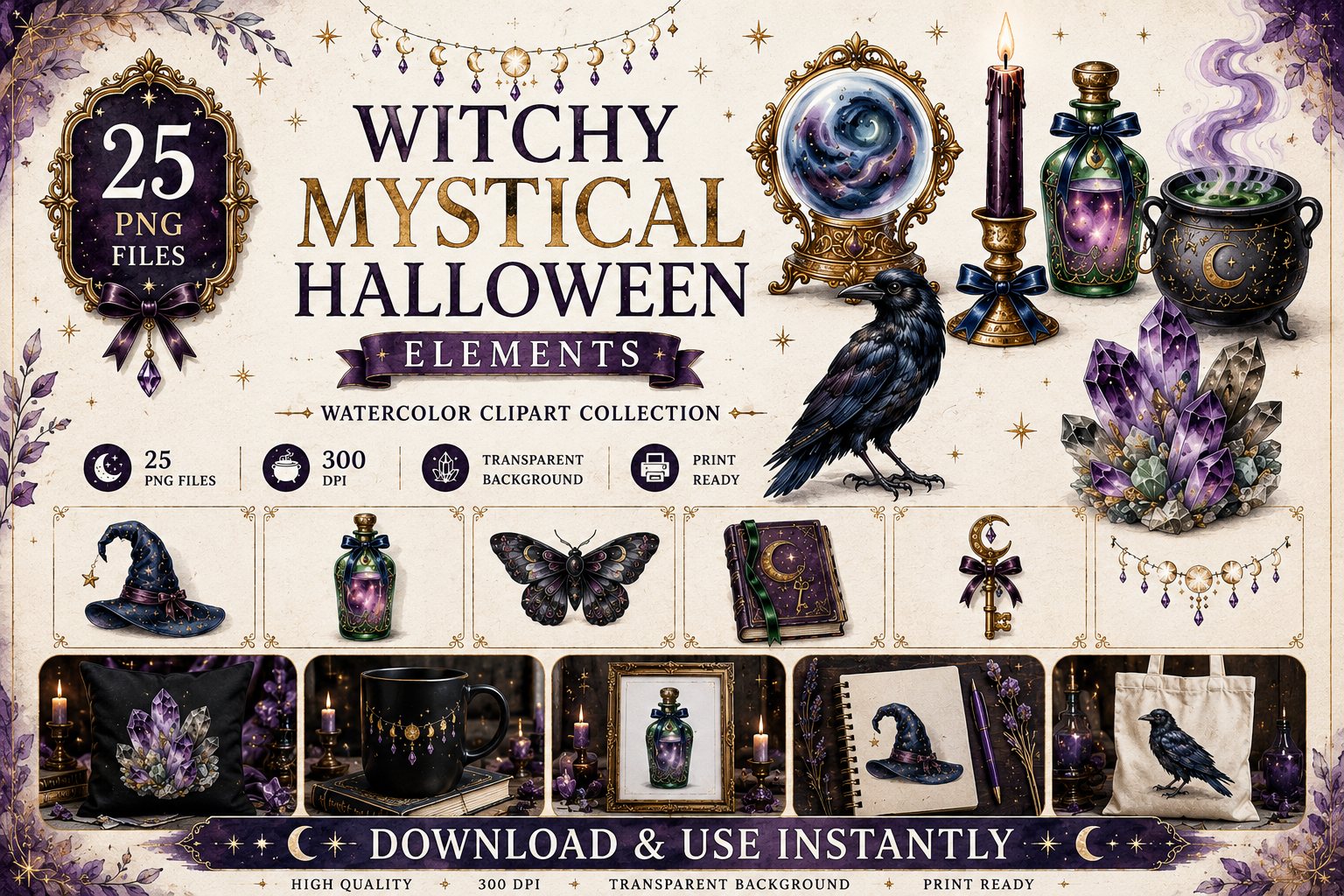 Witchy Mystical Halloween Elements