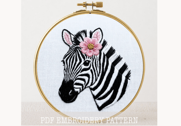Zebra Hand Embroidery PDF Pattern