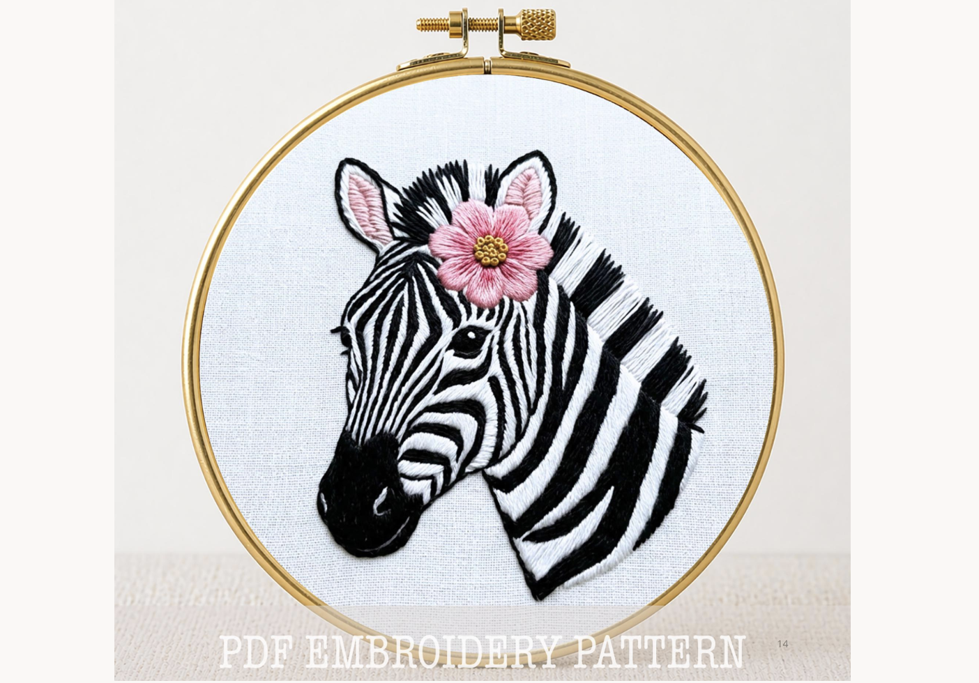 Zebra Hand Embroidery PDF Pattern