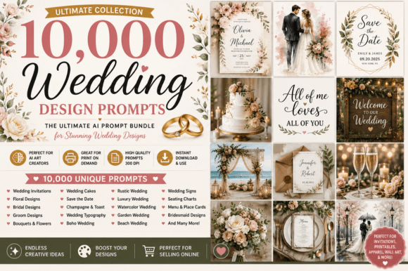 10,000 Wedding AI Design Prompts