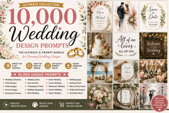 10,000 Wedding AI Design Prompts