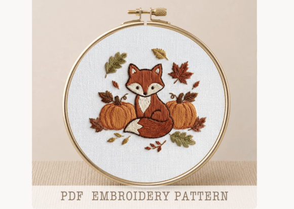 Autumn Fox HandEmbroidery PDF Pattern