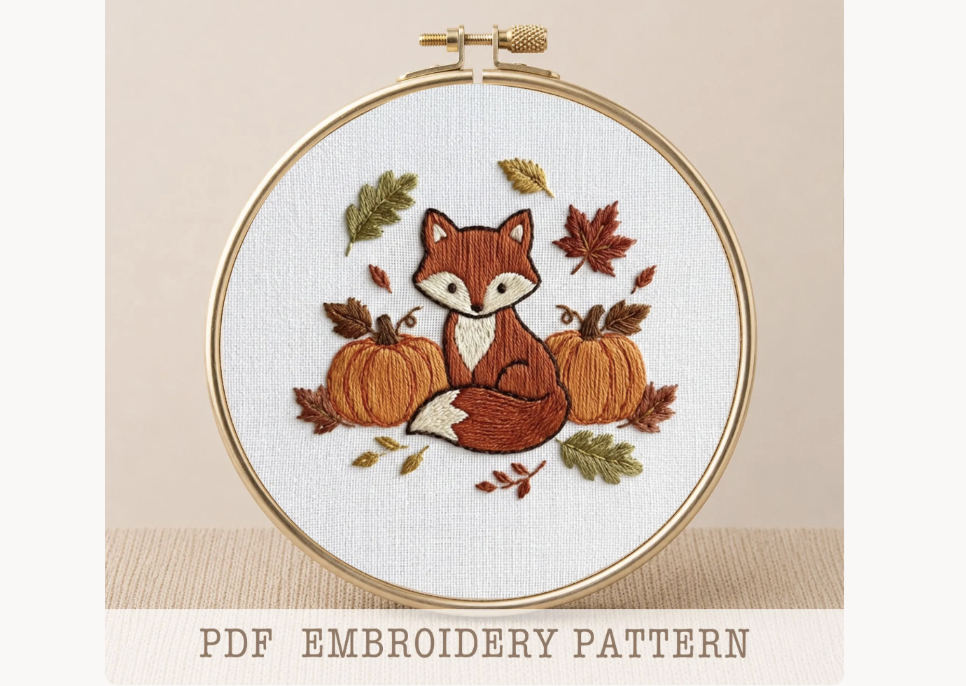 Autumn Fox HandEmbroidery PDF Pattern