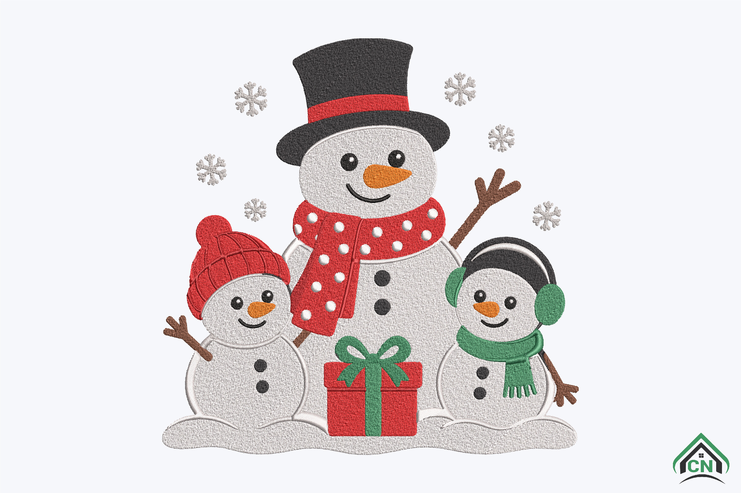 Christmas Snowman Family Embroidery File - photo 1