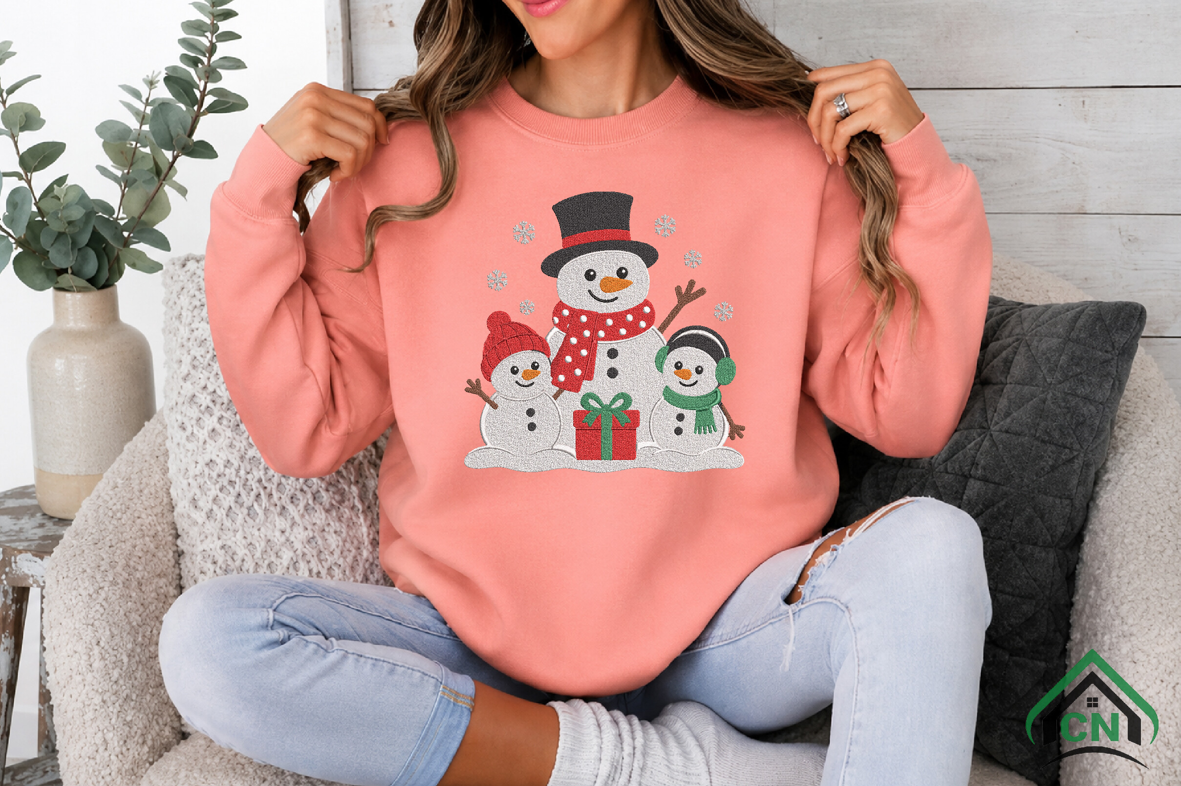 Christmas Snowman Family Embroidery File - photo 2