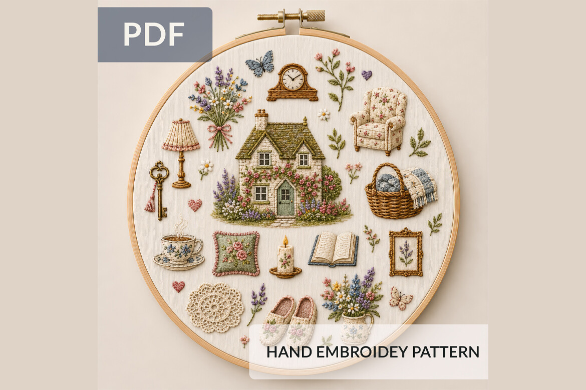 Cozy Cottage Home Hand Embroidery Patter