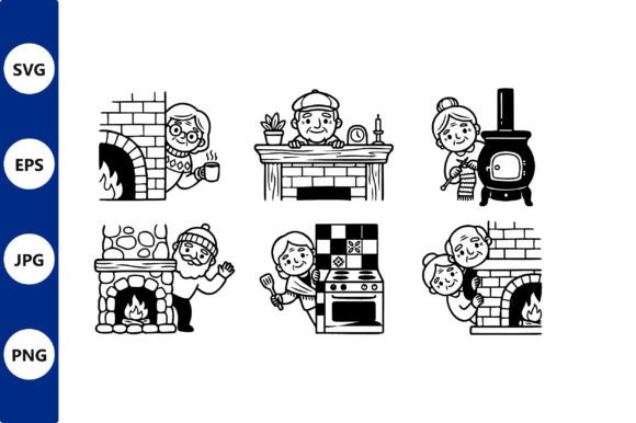 Cozy Winter Hearth Scenes Graphics