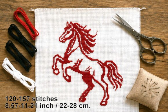 Cross Stitch Horse Rearing on Its Hind
