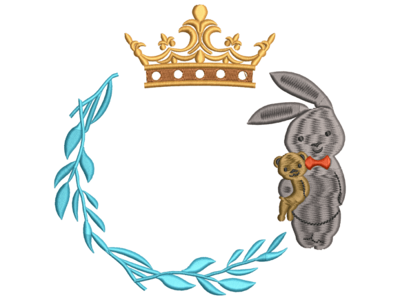 Crowned Bunny and Teddy Bear Wreath