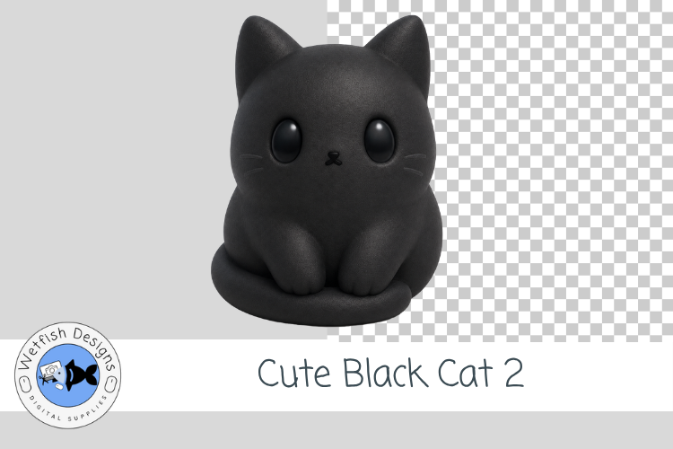 Cute Black Cat Clipart 2