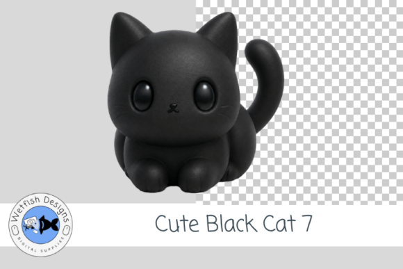 Cute Black Cat Clipart 7