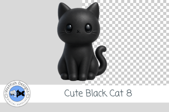 Cute Black Cat Clipart 8