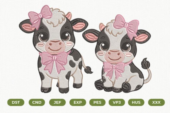 Cute Cow Machine Embroidery Design