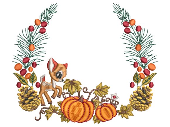 Cute Deer Pumpkin Autumn Wreath