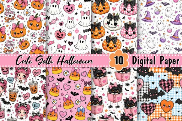 Cute Goth Preppy Halloween Digital Paper