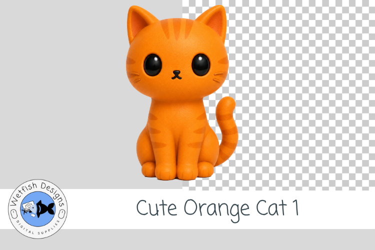 Cute Orange Cat Clipart PNG 1