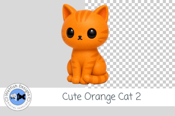 Cute Orange Cat Clipart PNG 2