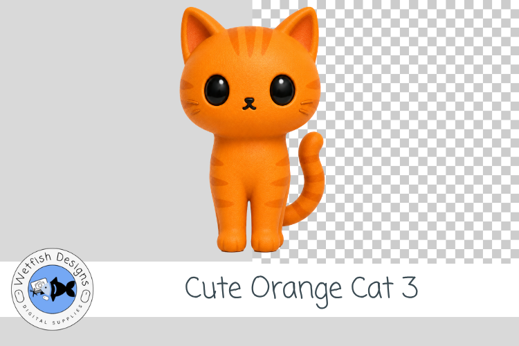 Cute Orange Cat Clipart PNG 3