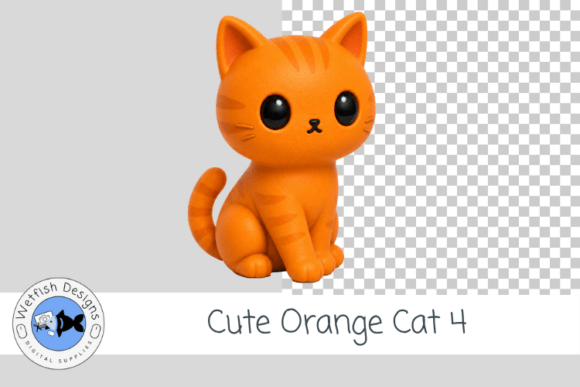Cute Orange Cat Clipart PNG 4