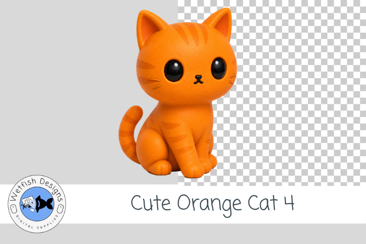 Cute Orange Cat Clipart PNG 4