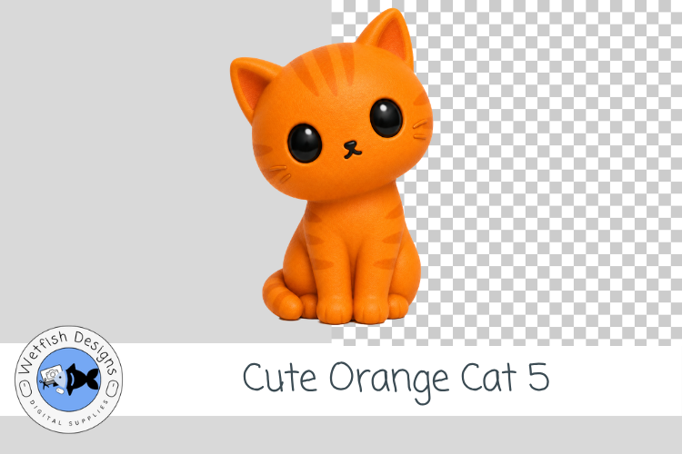 Cute Orange Cat Clipart PNG 5