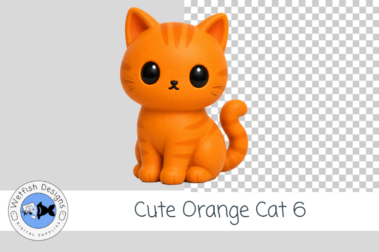 Cute Orange Cat Clipart PNG 6