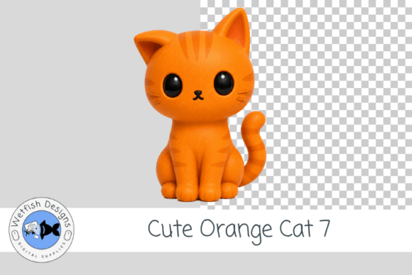 Cute Orange Cat Clipart PNG 7