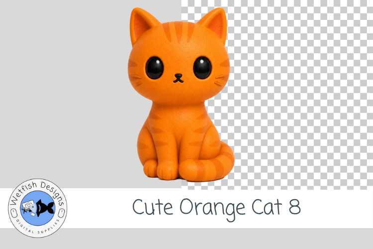 Cute Orange Cat Clipart PNG 8