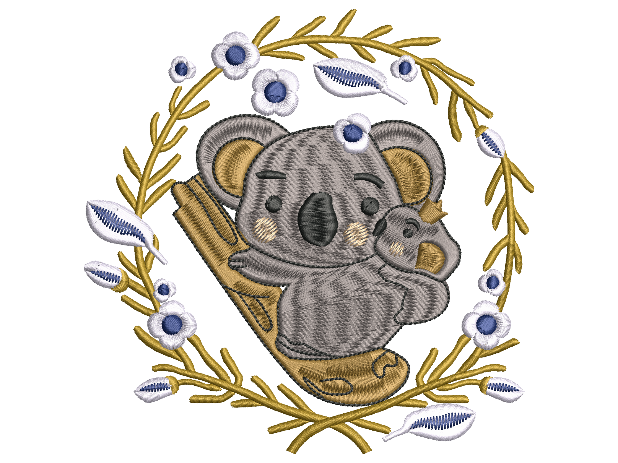 Cute Skiing Koala Floral Wreath