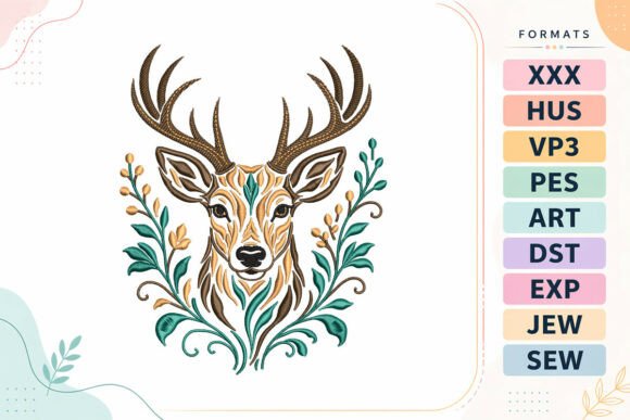 Floral Boho Deer Head