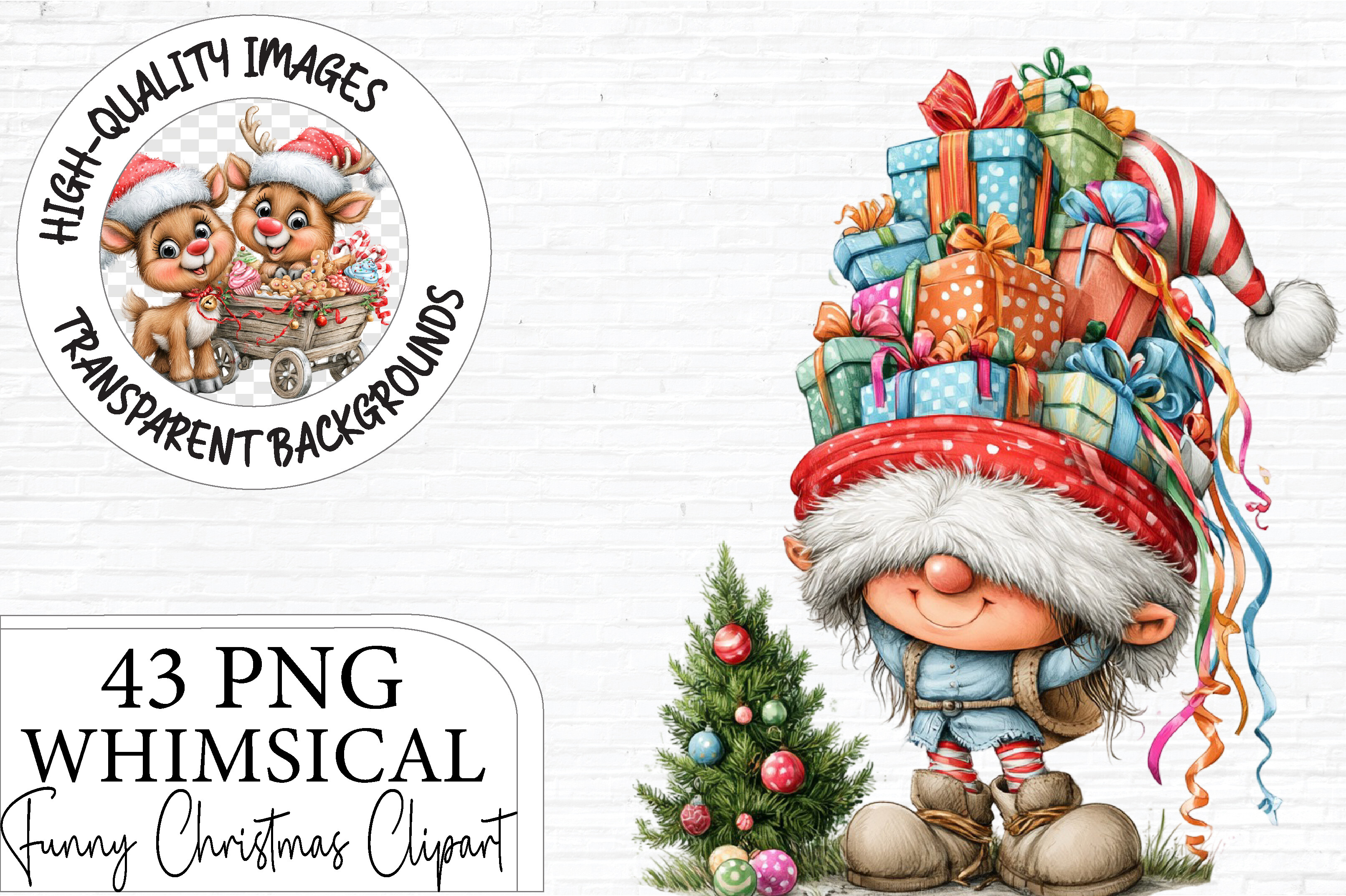 Funny Christmas Clipart PNG Bundle