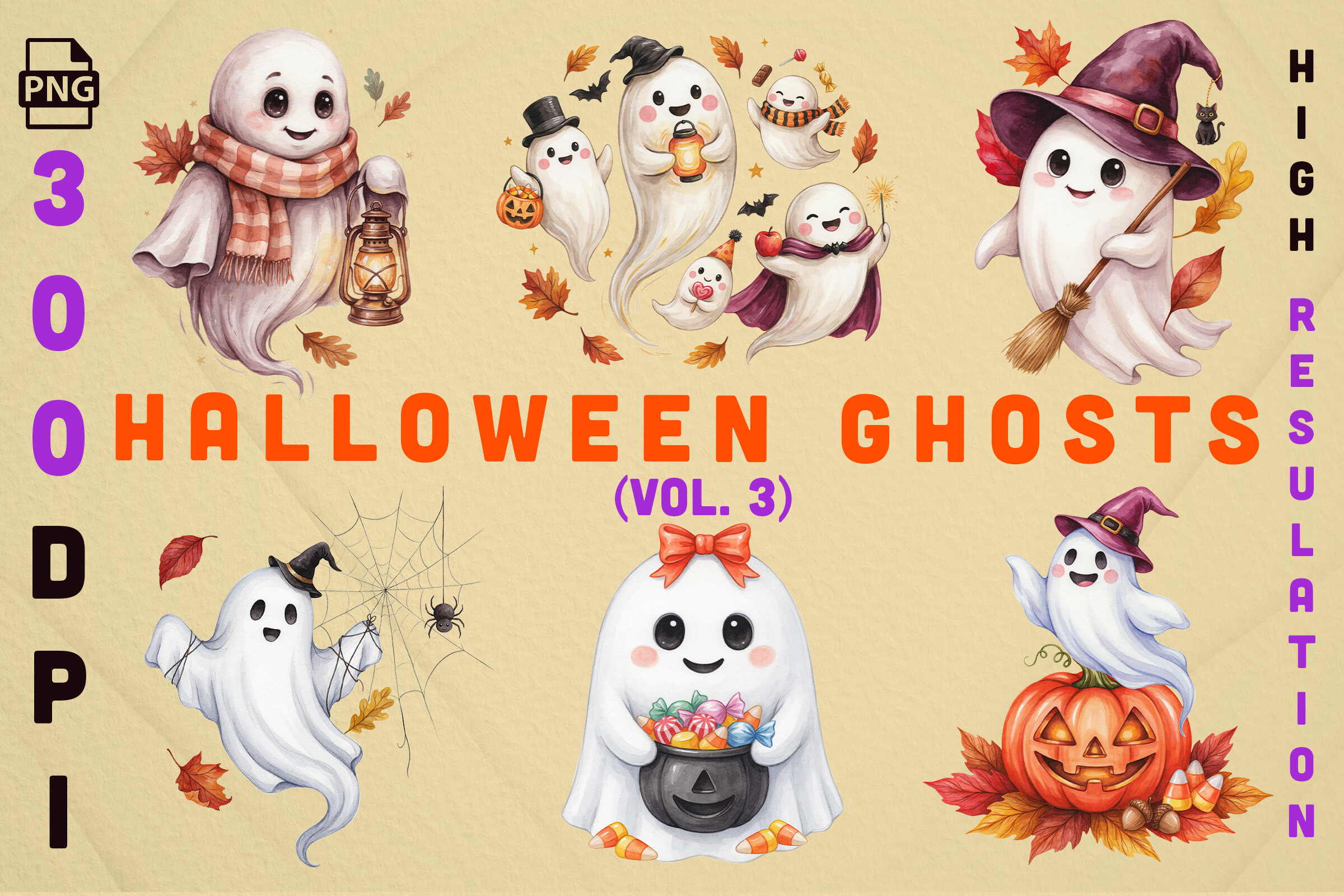 Halloween Ghosts PNG Vol. 3