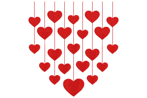 Hanging Hearts Embroidery Design