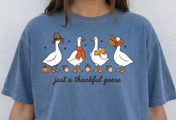 Just a Thankful Goose Thanksgiving PNG S Illustration Designs de T-shirts Par createaip