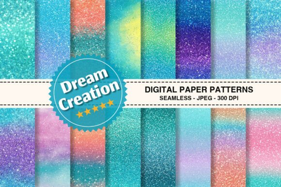 Mermaid Ombre Glitter Digital Papers