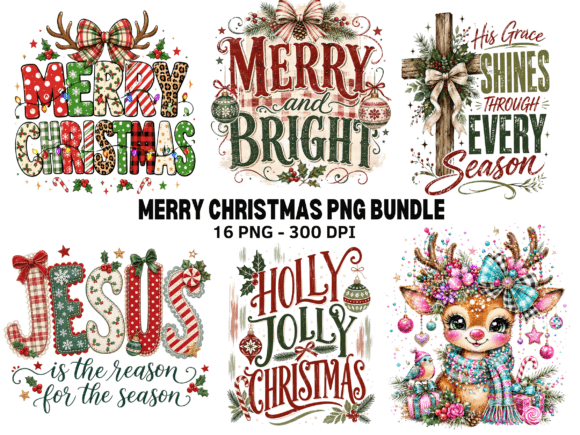 Merry Christmas PNG Bundle, Christian