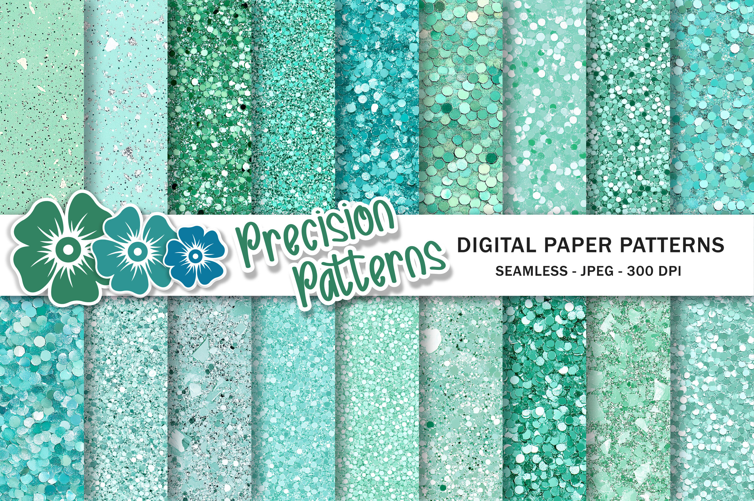 Mint Glam Sequin Glitter Papers