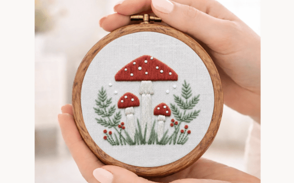 Mushroom Hand Embroidery PDF Pattern
