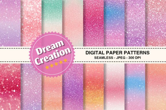 Pink Pastel Ombre Glitter Digital Papers