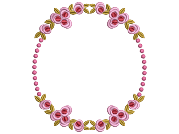 Pink Rose Beaded Oval Floral Frame